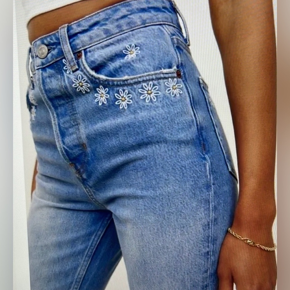 Reformation Blue Floral Embroidered Women's Jeans